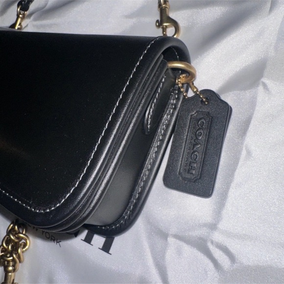 Coach Black Leather Crossbody Wallet with Gold Hardware - Picture 2 of 5